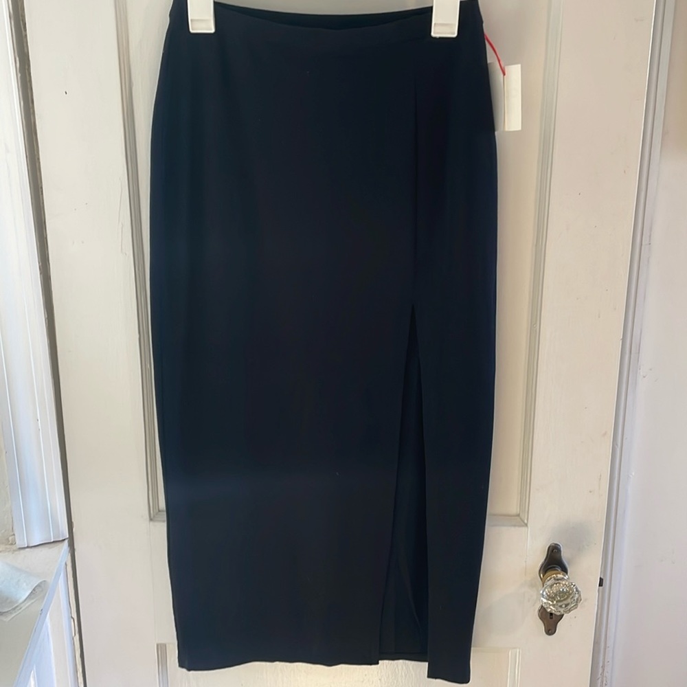 Open Edit Black Midi Skirt with high slit - size small - new with tags